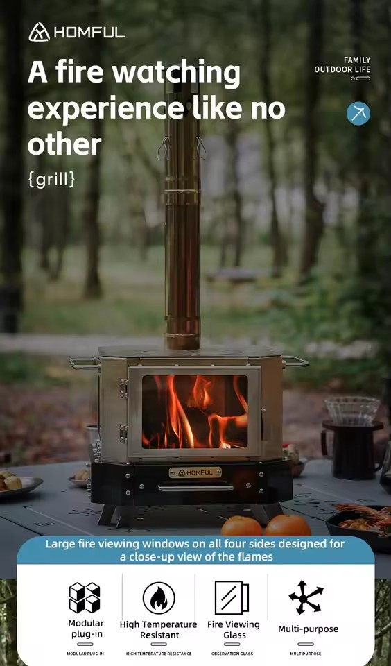 HOMFUL Portable Firewood Stove - đánh giá và giá Outdoor Kitchen Power Burner