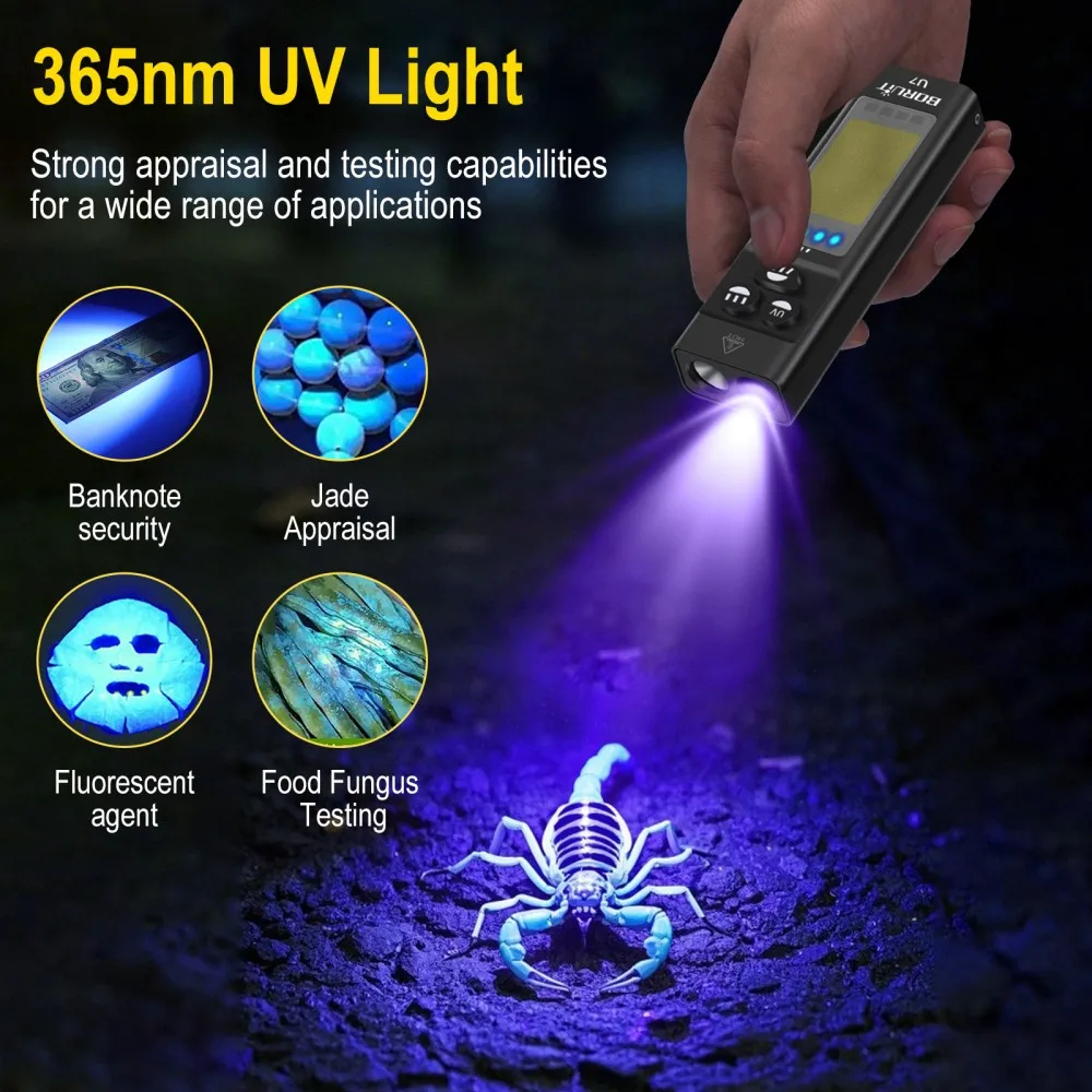 BORUiT U7 UV LED EDC Flashligh - đánh giá và giá Outdoor Power Bank