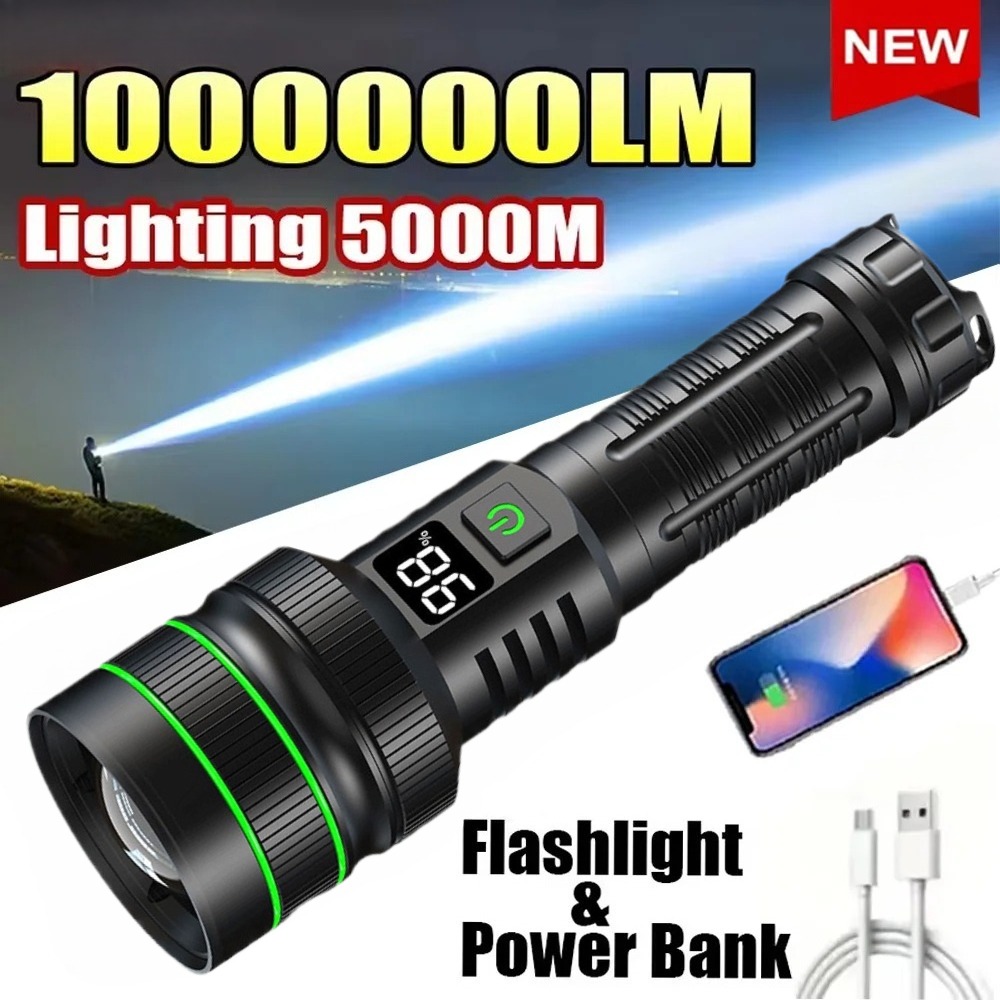 Powerful LED Flashlight Zoomab - đánh giá và giá Outdoor Power Bank
