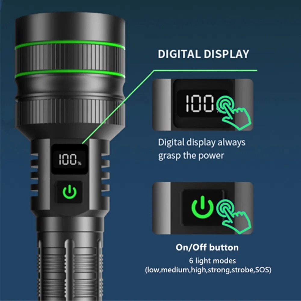 Powerful LED Flashlight Zoomab - đánh giá và giá Outdoor Power Bank